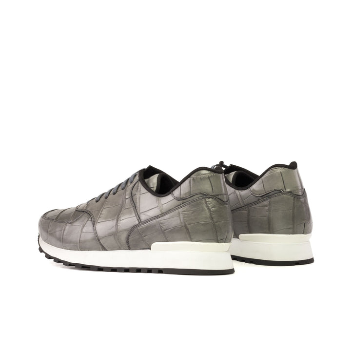 Men's Scarpa Jogging Sneaker in Grey Alligator with White Accents
