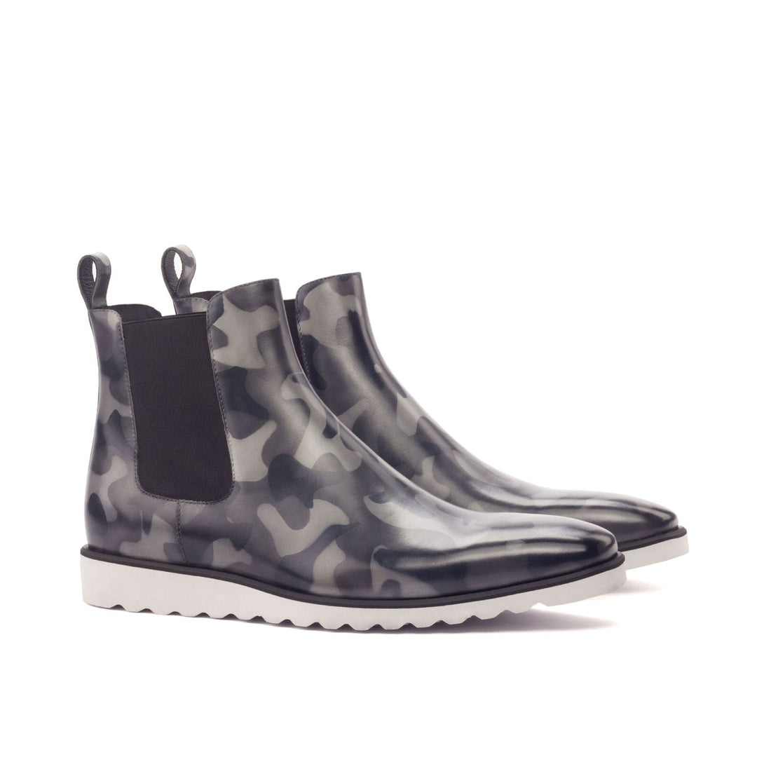 Men's Grey Camo Patina Chelsea Boots with Wedge Sole