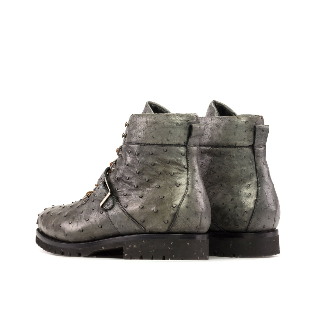 Men's Grey Ostrich Hiking Boots with Commando Sole
