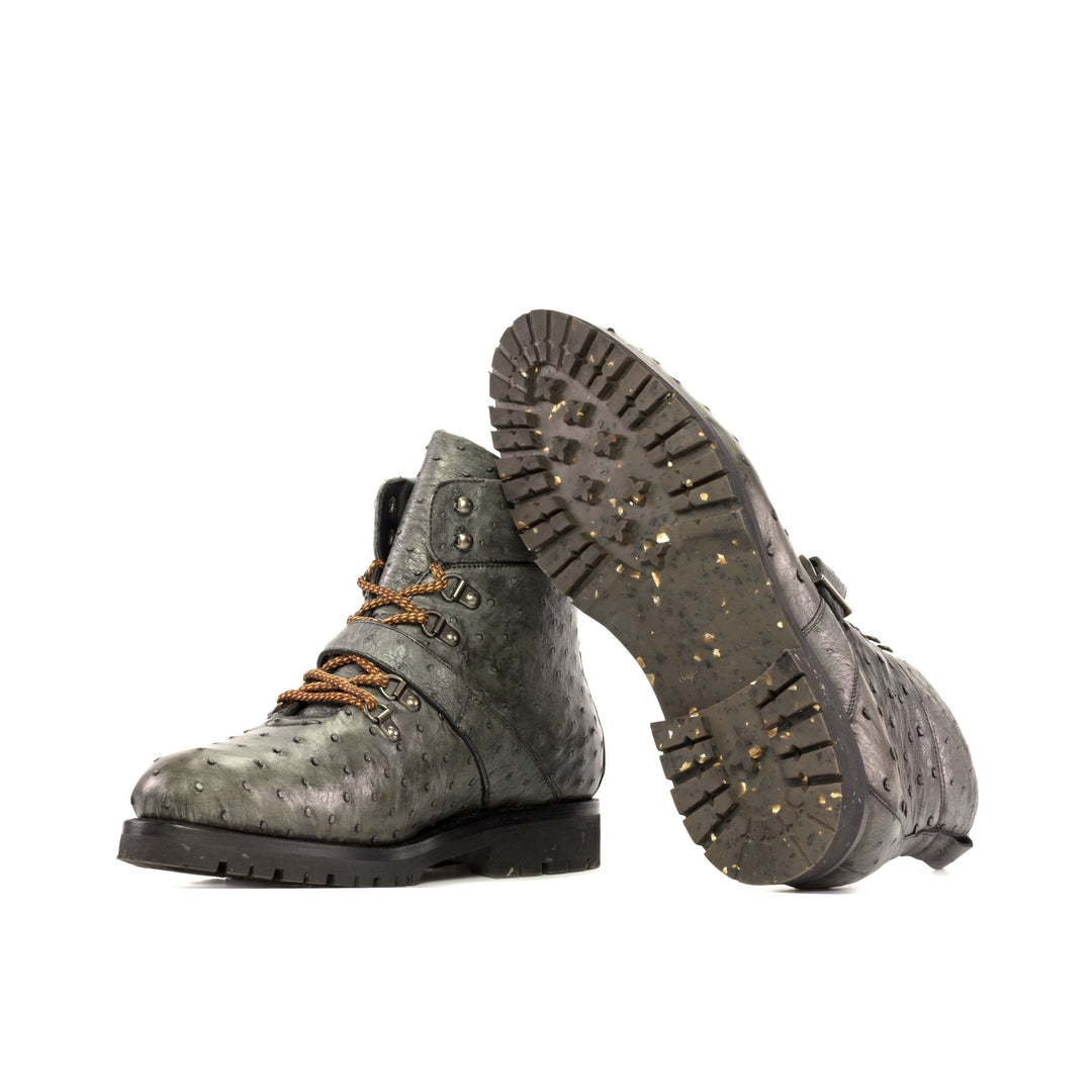 Men's Grey Ostrich Hiking Boots with Commando Sole - Maison de Kingsley Couture Harmonie et Fureur Spain