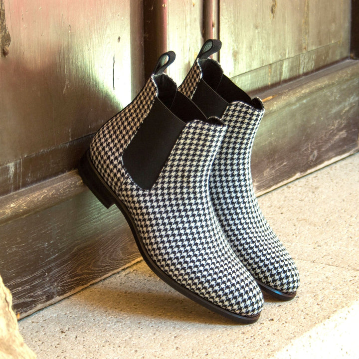 Men's Houndstooth and Black Suede Chelsea Boots - Maison de Kingsley Couture Harmonie et Fureur Spain