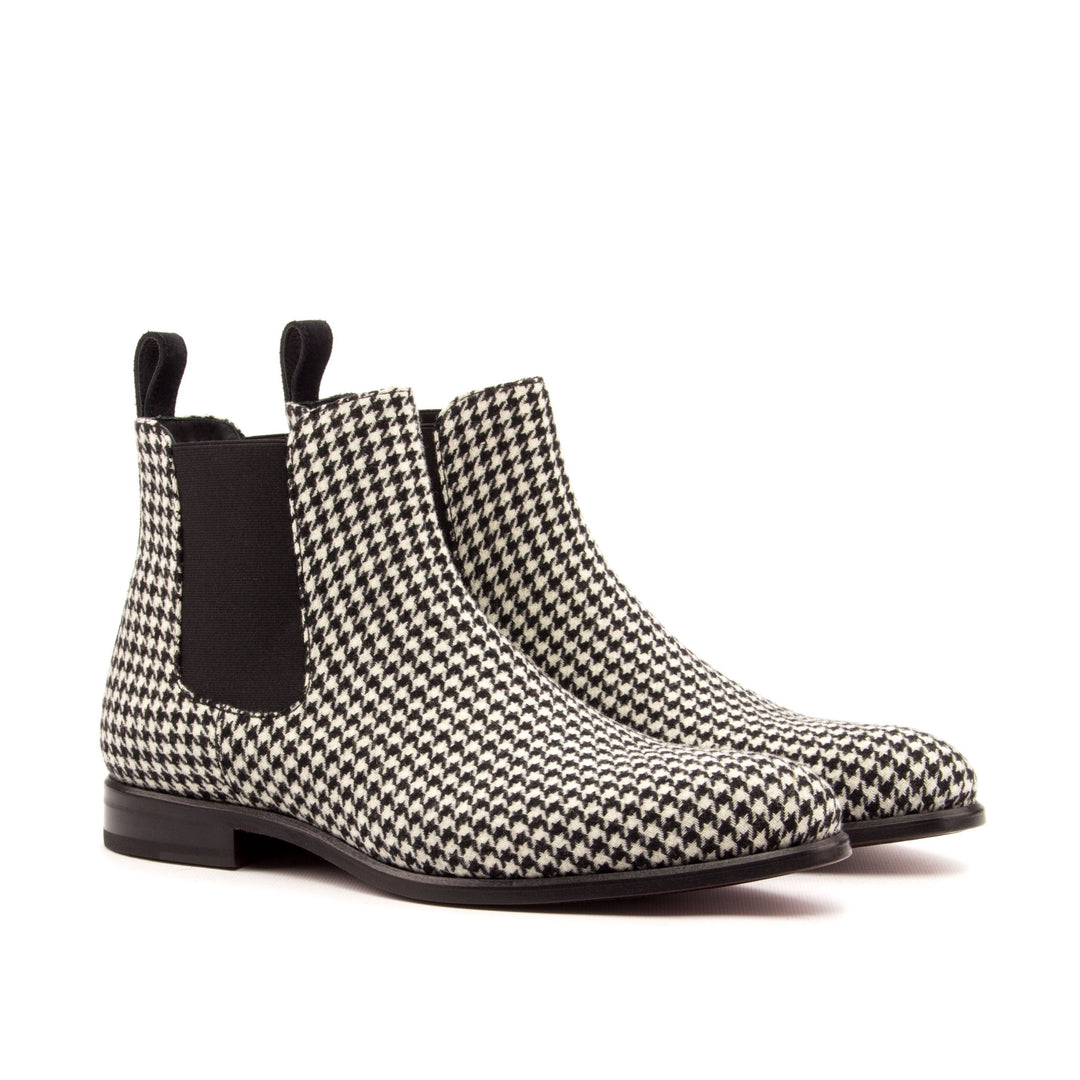 Men's Houndstooth and Black Suede Chelsea Boots