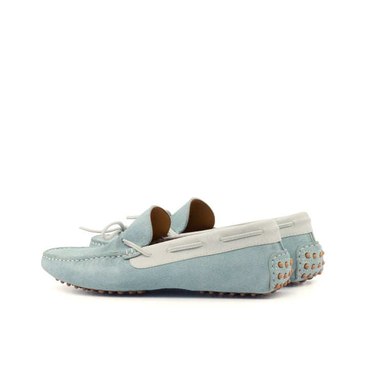 Men's Light Blue and White Suede Driving Loafers