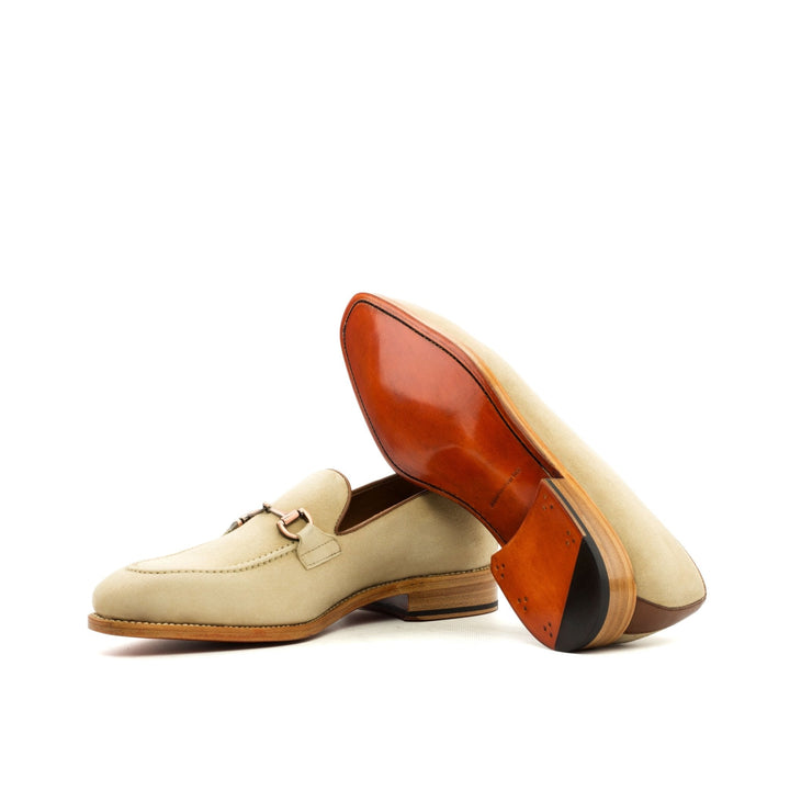 Men's Loafer in Taupe Italian Suede and Tan Calf Leather