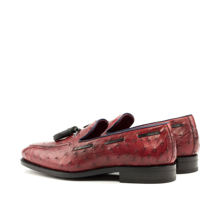 Men's Loafers in Red Ostrich with Tassels