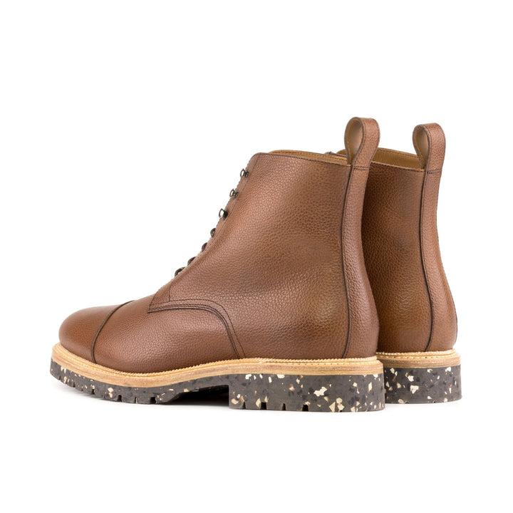 Men's Medium Brown Jump Boots with Spotted Commando Sole and Fur Lining - Maison Kingsley Couture Spain