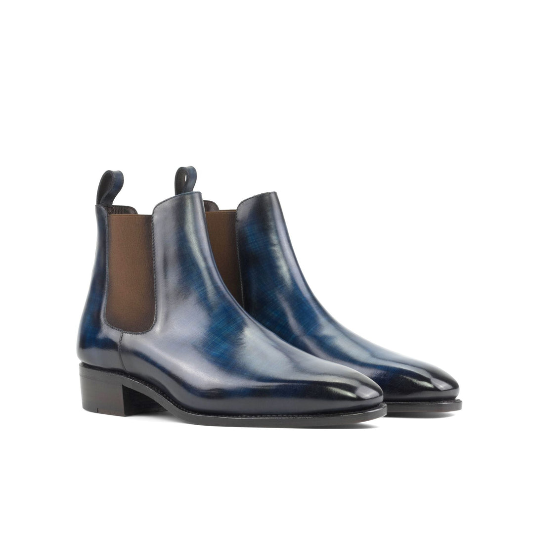 Men's MKC Fastlane Chelsea Boots in Denim Blue Patina with High Heel - Maison Kingsley Couture Spain