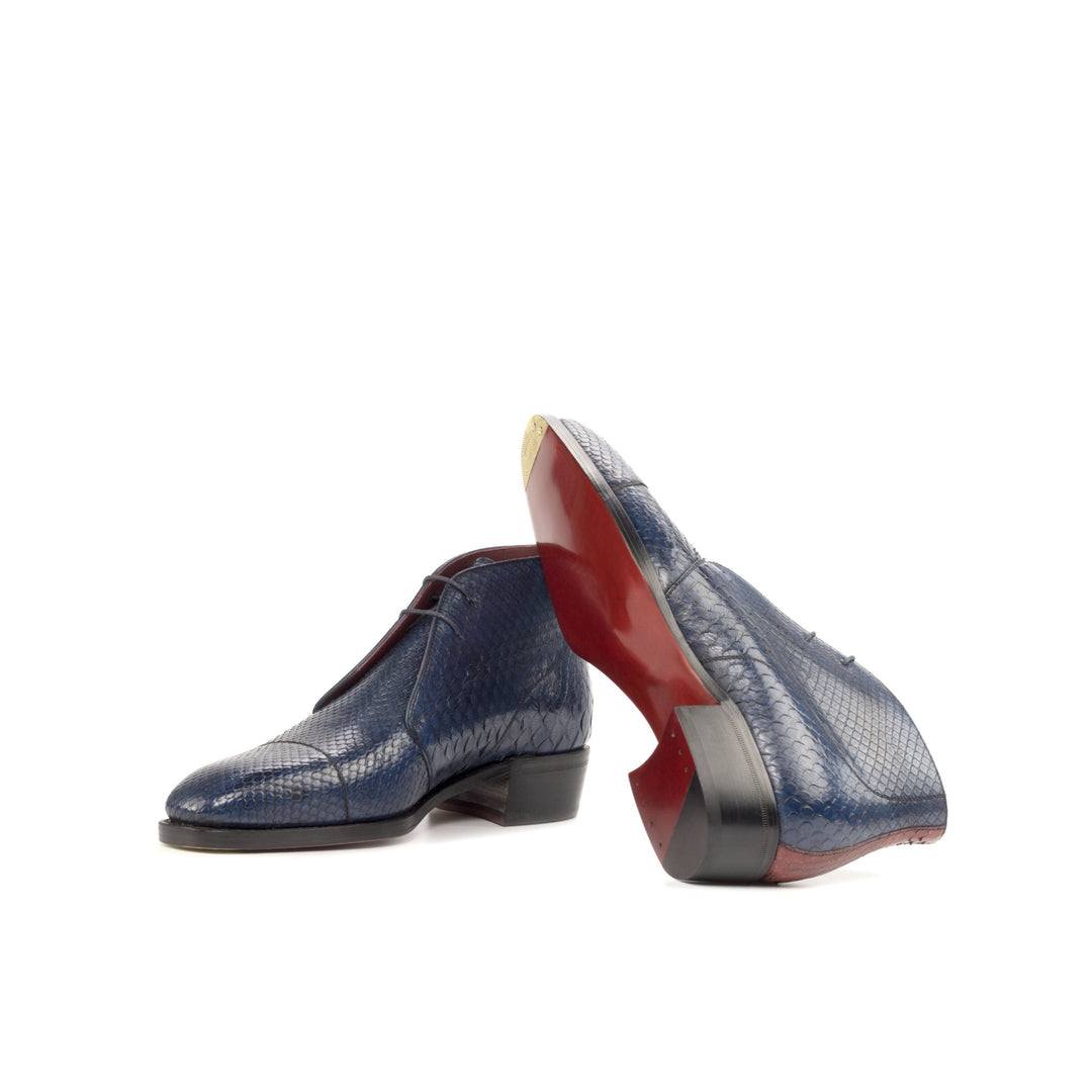 Men's Navy and Red Python Chukka Boot with Toe Taps and High Heel
