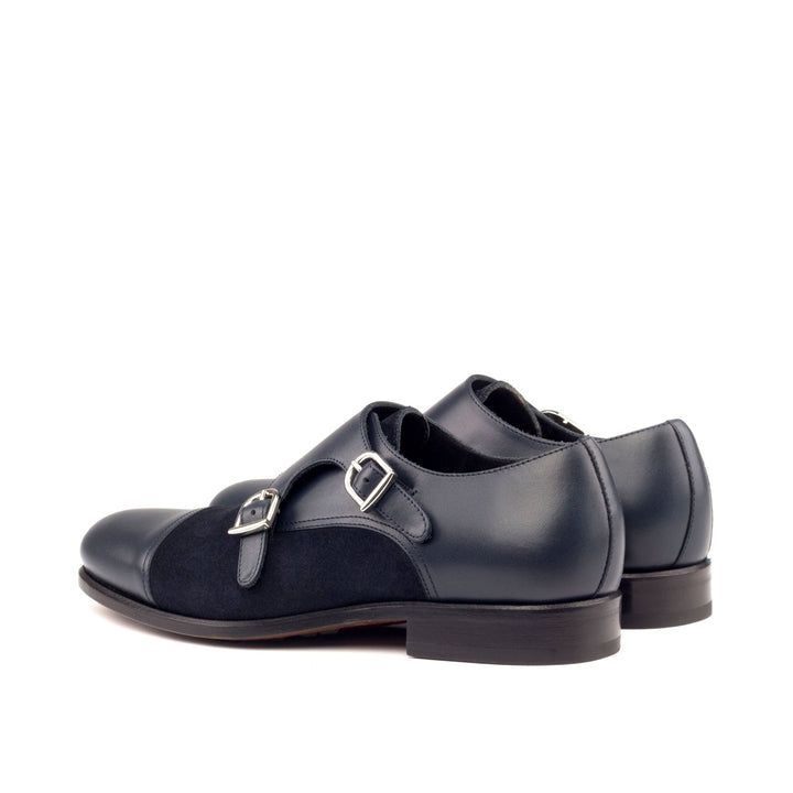 Men's Navy Calf and Suede Double Monk Strap