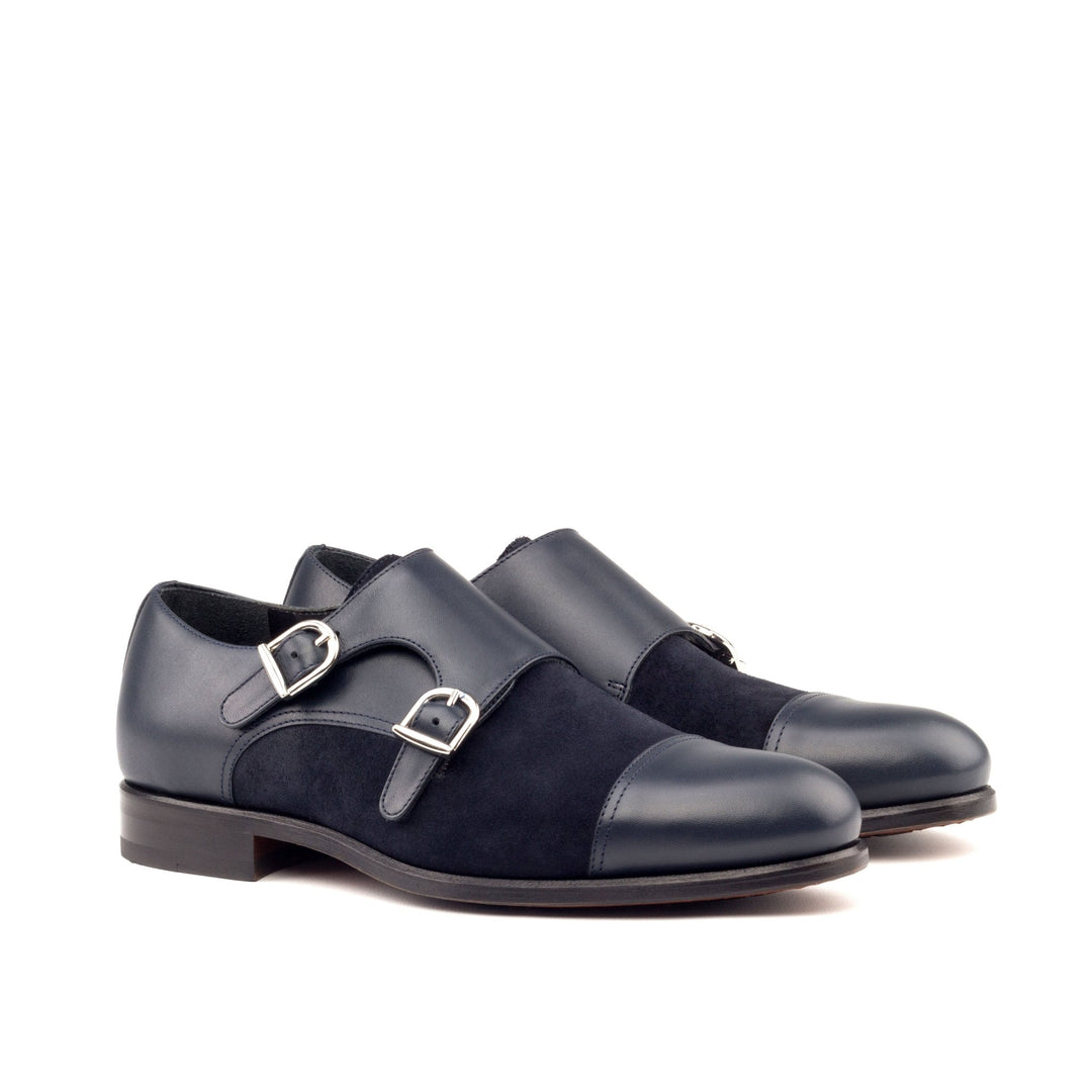 Men's Navy Calf and Suede Double Monk Strap