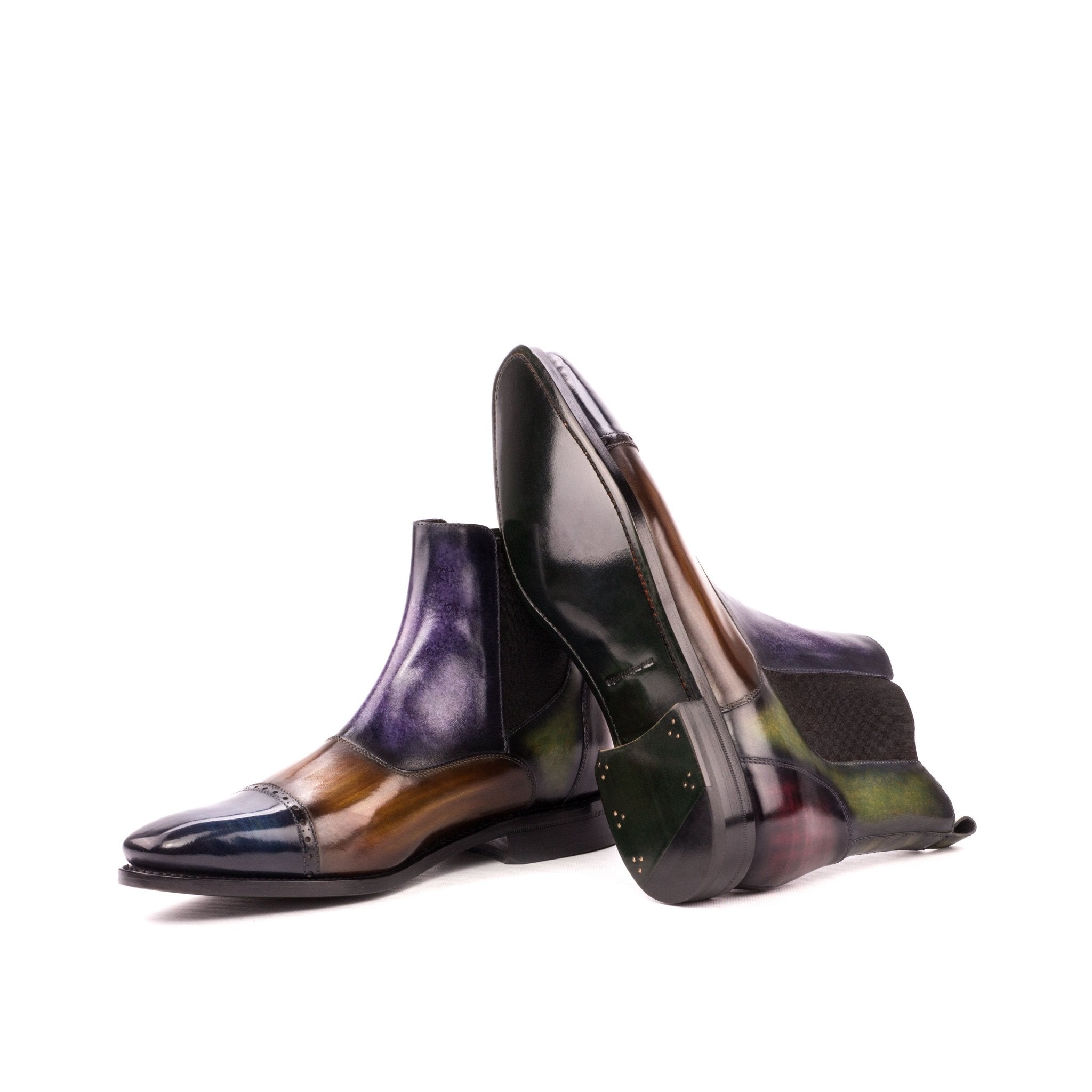 biord Penelope beskyttelse Men's Purple Green Cognac Denim Patina Chelsea Boots – Maison Kingsley  Couture Spain
