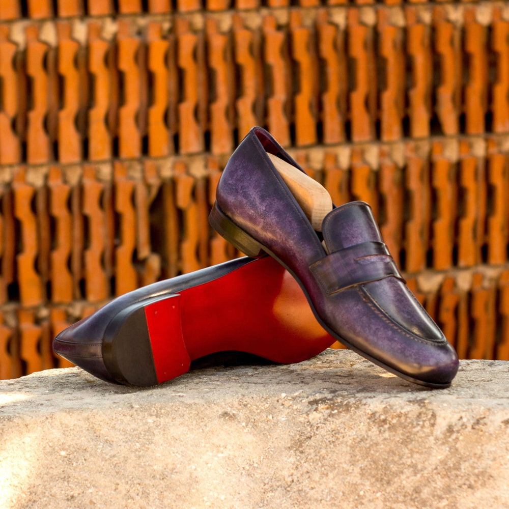 Men's Purple Patina Smoking Slippers with Red Bottom