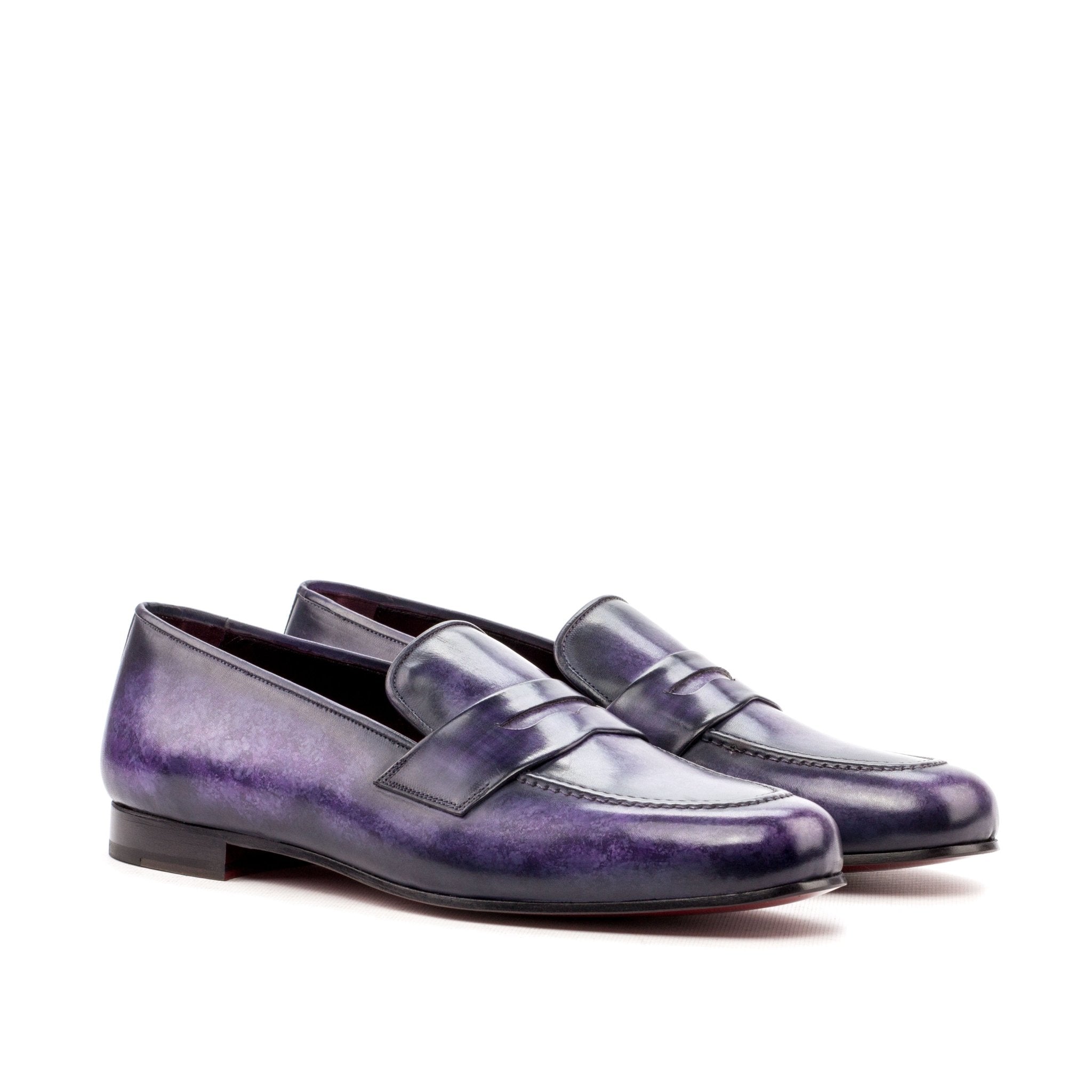 Men's Purple Patina Smoking Slippers with Red Bottom - Maison Kingsley Couture Spain