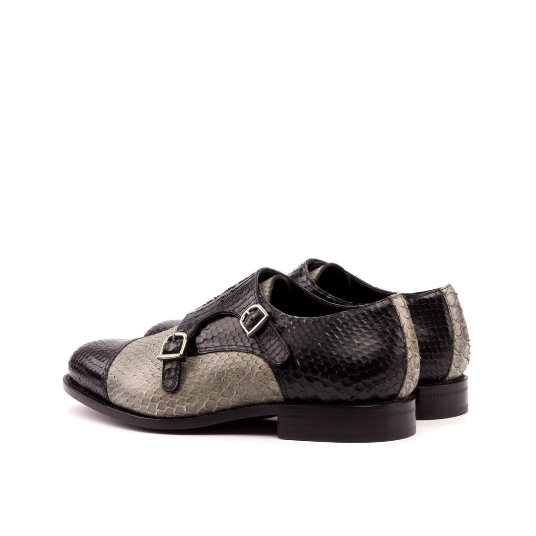 Men's Python Double Monk Strap in Black and Grey