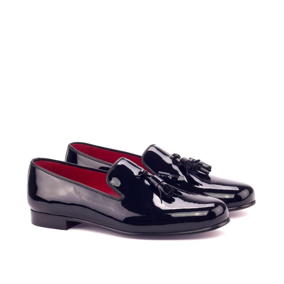 Men's Ronde Black Calf Patent Leather Smoking Slippers