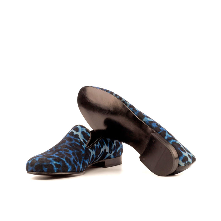 Men's Ronde Blue Leopard Print Smoking Slippers - Maison de Kingsley Couture Harmonie et Fureur Spain