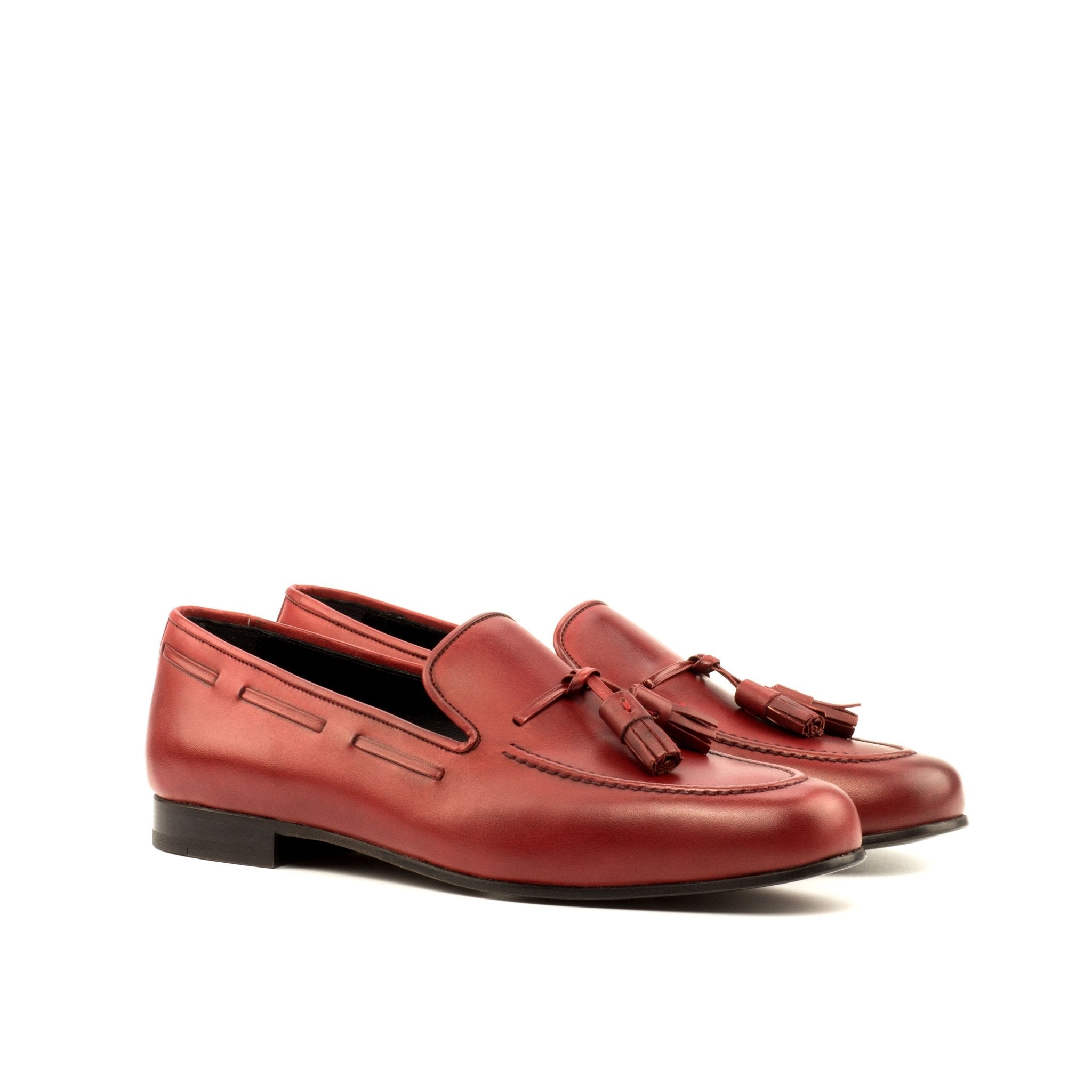 Men's Ronde Red Painted Calf Smoking Slippers with Tassels - Maison de Kingsley Couture Harmonie et Fureur Spain