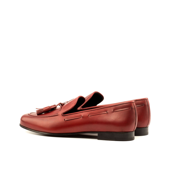 Men's Ronde Red Painted Calf Smoking Slippers with Tassels