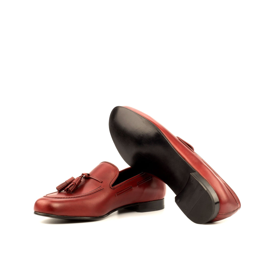 Men's Ronde Red Painted Calf Smoking Slippers with Tassels
