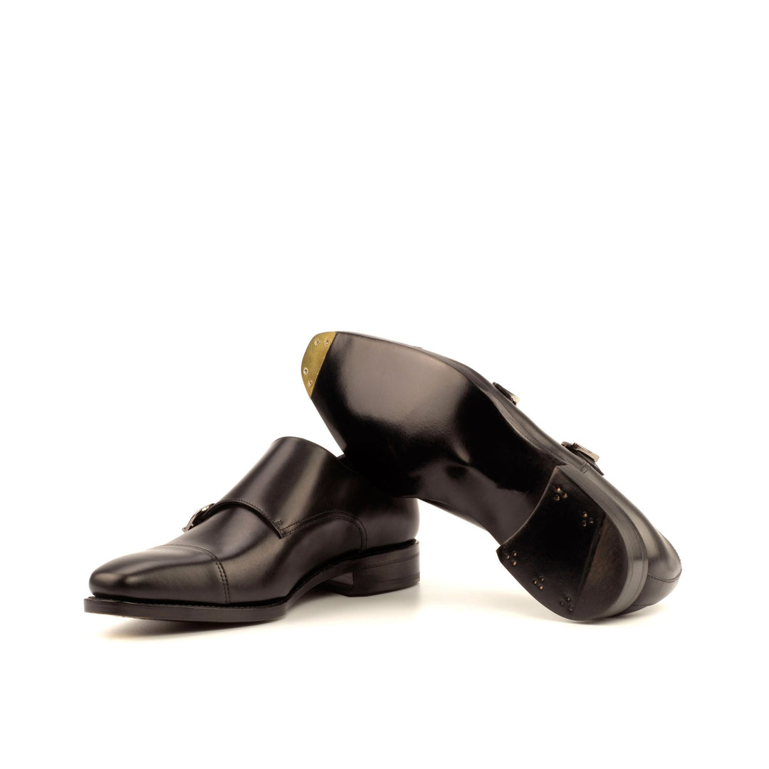 Men's Triple Black Double Monk Strap with Toe Taps - Maison Kingsley Couture Spain