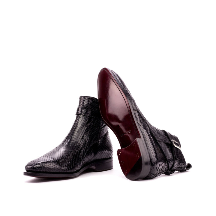 Men's Triple Black Python Jodhpur Boots - Maison de Kingsley Couture Harmonie et Fureur Spain