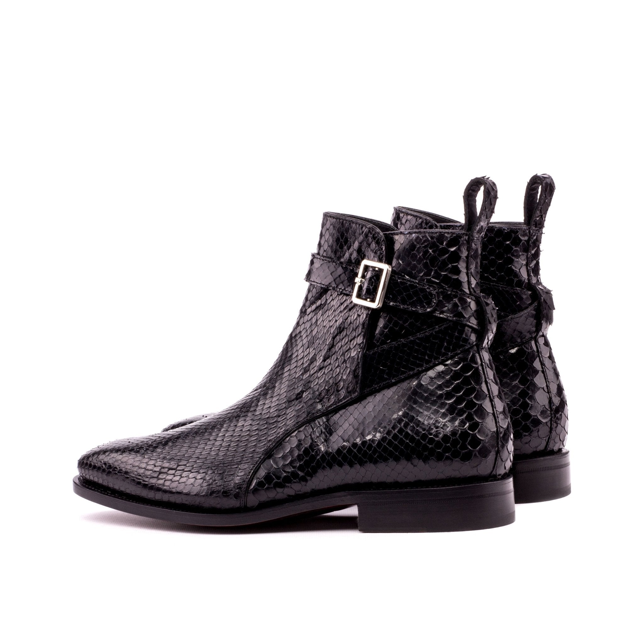 Men's Triple Black Python Jodhpur Boots - Maison de Kingsley Couture Harmonie et Fureur Spain