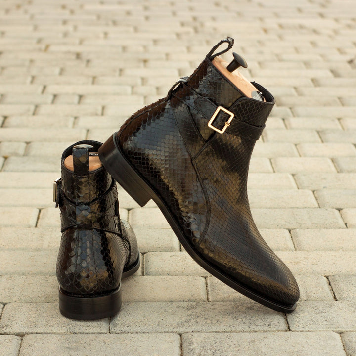 Men's Triple Black Python Jodhpur Boots