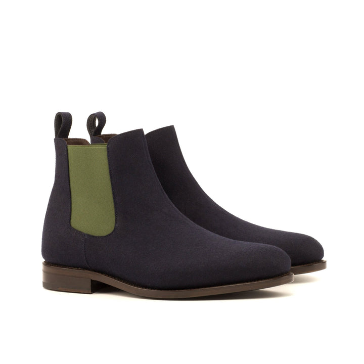 Men's Navy Flannel and Olive Green Chelsea Boots