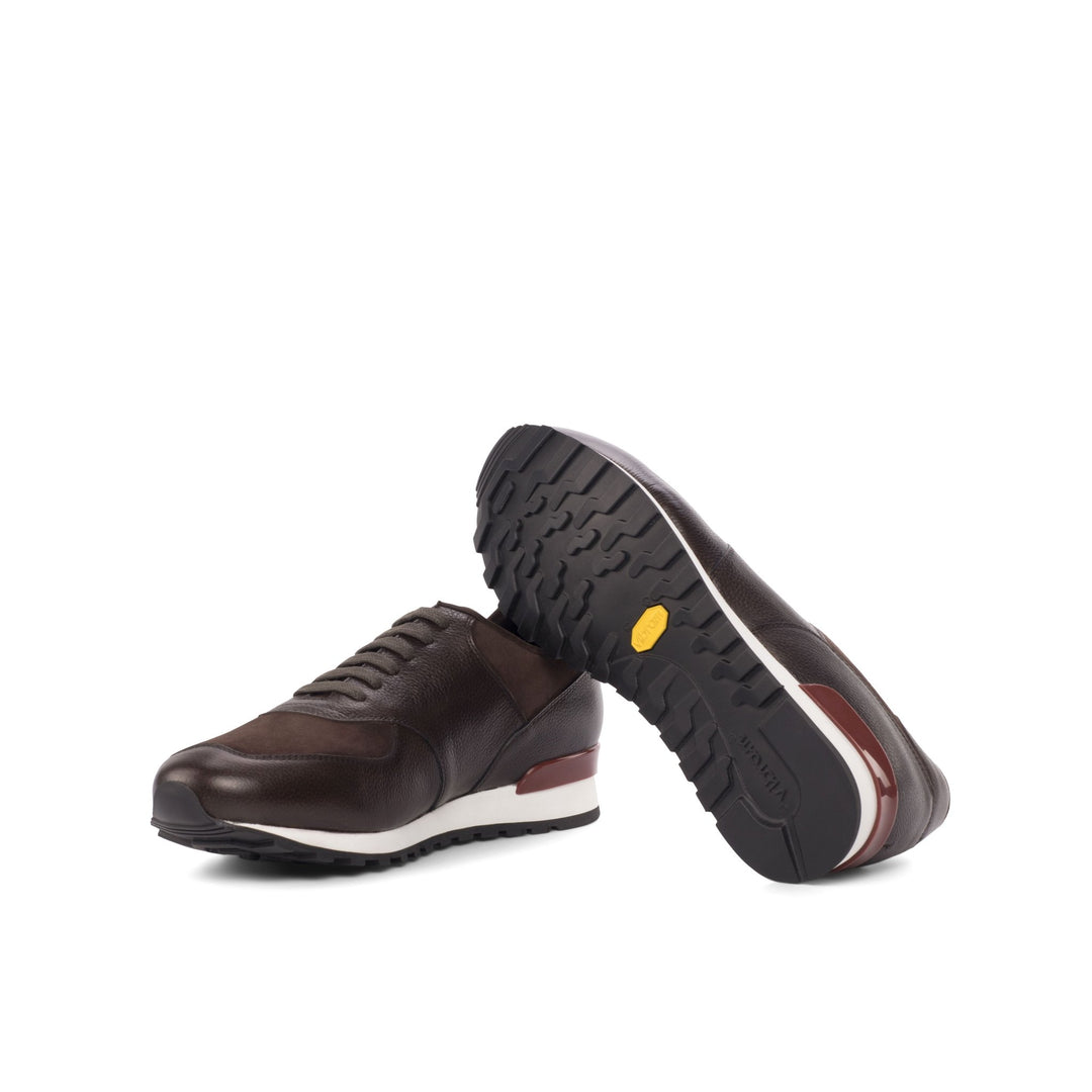 Scarpa Brown and White Suede Pebble Grain Calf leather Men's Jogging Sneakers - Maison de Kingsley Couture Harmonie et Fureur Spain