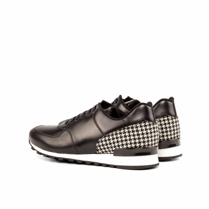 Men's Scarpa Jogging Sneakers in Houndstooth and Black Calf