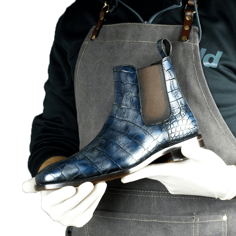 Men's Kingsley Blue Clouds Croco Print Chelsea Boot