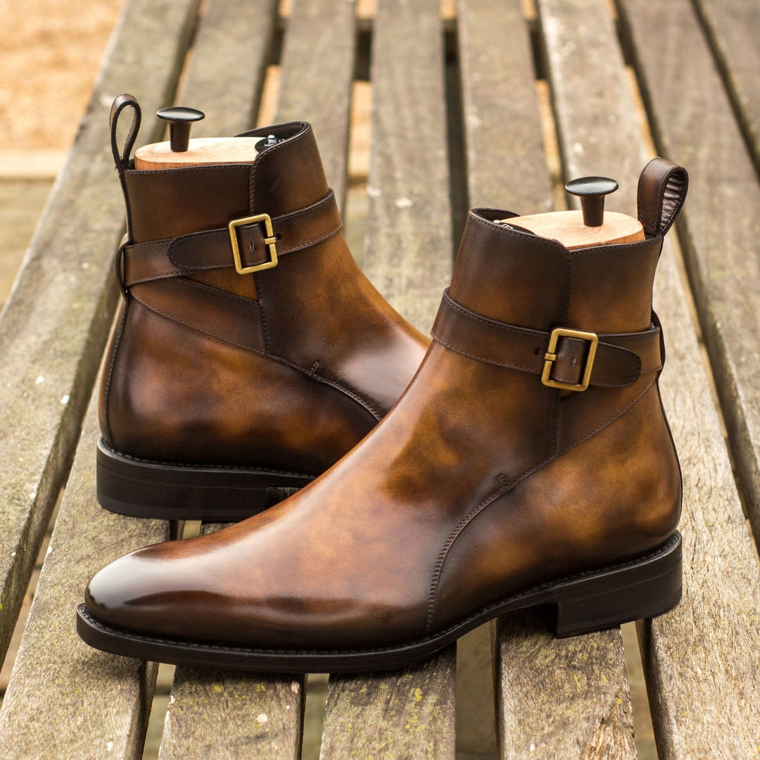 Tobacco Brown Patina Men's Jodhpur Boots with Toe Taps