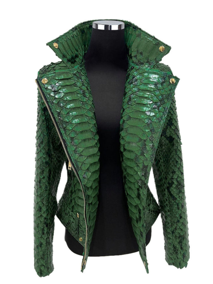 Women's Hendrix Emerald Green Biker Jacket - Maison Kingsley Couture Spain