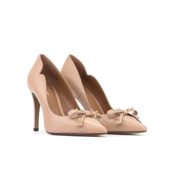 Brielle 100mm Heels Italian leather Nude and Metal Studs