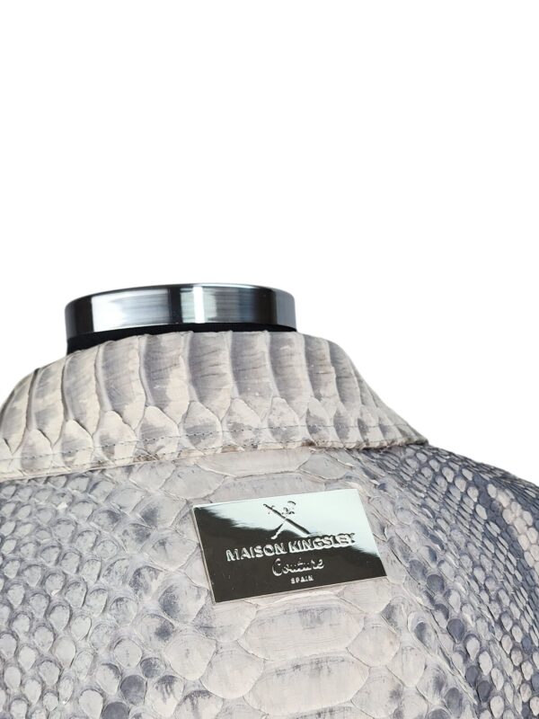 Men's Hendrix Natural Grey and White Python Biker Jacket