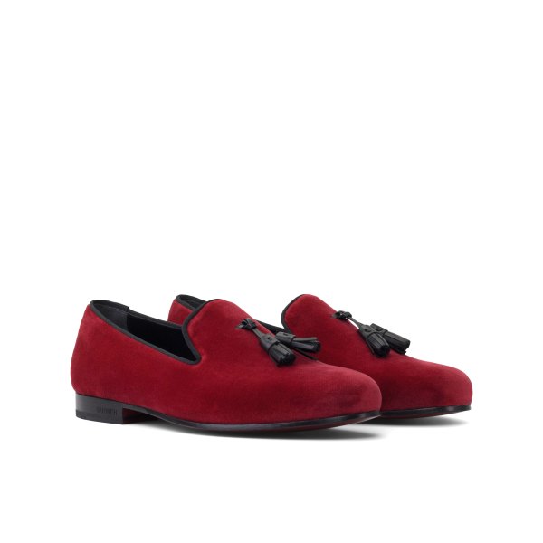 Men's Ronde Red Velvet Smoking Slippers 2