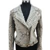 Women's Hendrix Grey and White Natural Python Biker Jacket