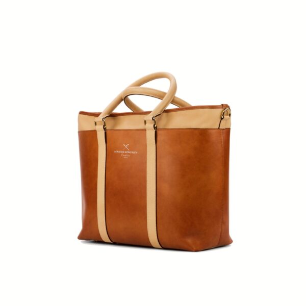 Badalona Tote Bag in Cognac Italian Calf and Fawn Full Grain Leather