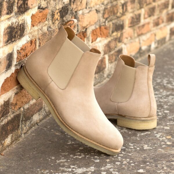 Men's Beige Suede Chelsea Boots with Crepe Sole