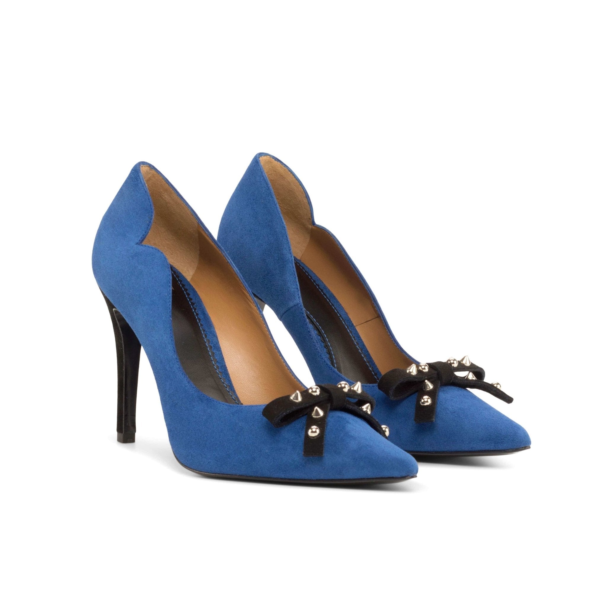 Brielle 100mm Heels in Deep Blue Suede and Luxury Black