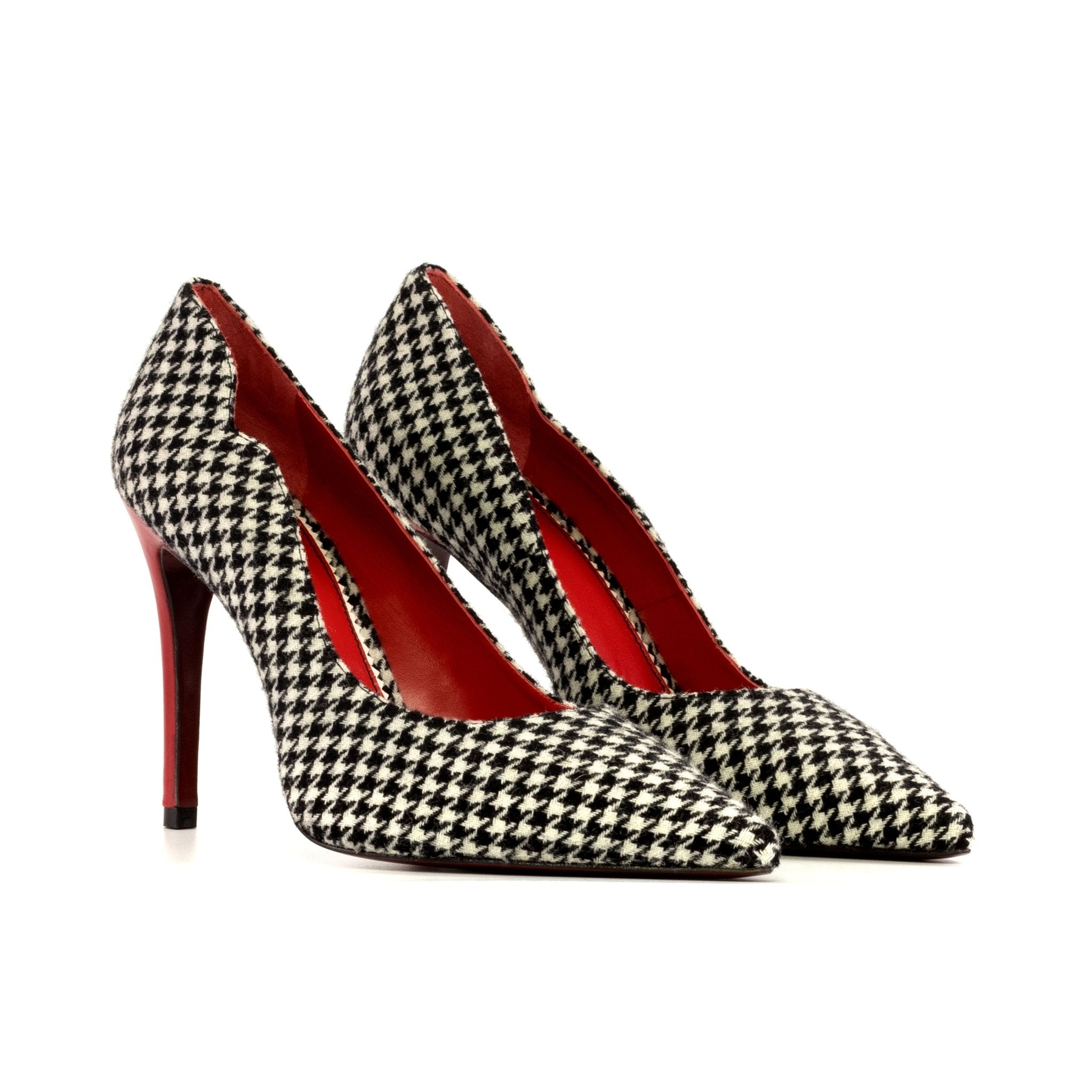 Brielle 100mm Heels Sartorial in Houndstooth and Passion Red Leather