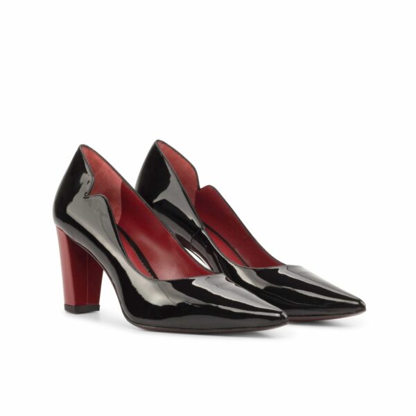 Brielle 70mm Heels in Luxury Black Patent Leather with Red Heel