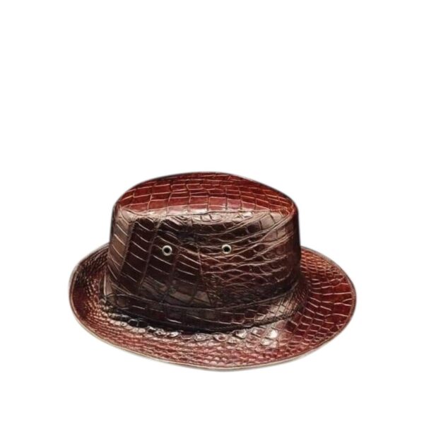 Brown Alligator Fedora Hat by Maison Kingsley