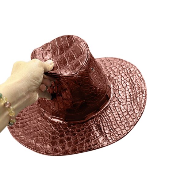 Brown Alligator Wide Brim Fedora by Maison Kingsley