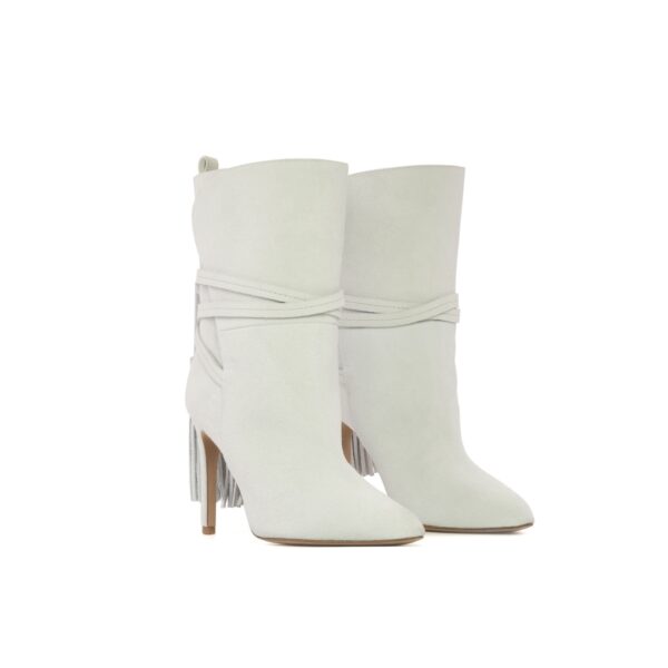 Women's Cartagena Tassel Boots in White Suede