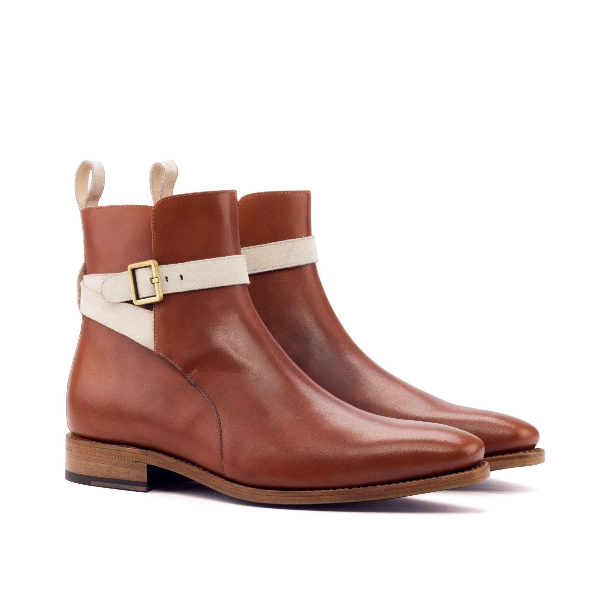 Cognac and Ivory Men's Jodhpur Boots