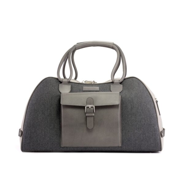 Córdoba Duffle Bag in Grey Flannel and Nude Calf