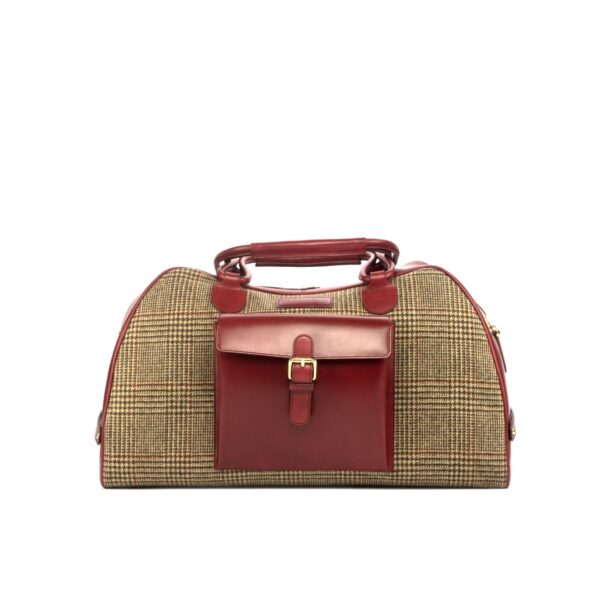 Córdoba Duffle Bag in Tweed and Red Italian Calf with Extra Burnishing