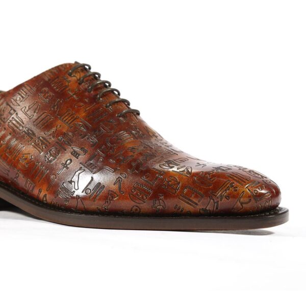 Men's Laser-Engraved Egyptian Pharaoh Copper Garnet Dress Shoe