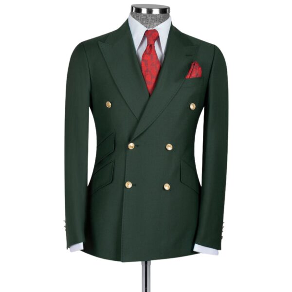 Elite Collection Green Double Breasted Two Piece Suit